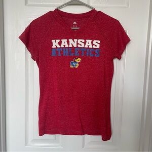 Kansas University of Kansas Athletics Vneck Adidas Healthered Red Size Small